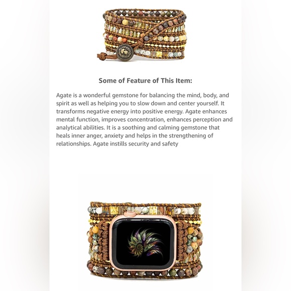 NWOT BOKIWAY Agate Watch Bracelet Band - Picture 4 of 8